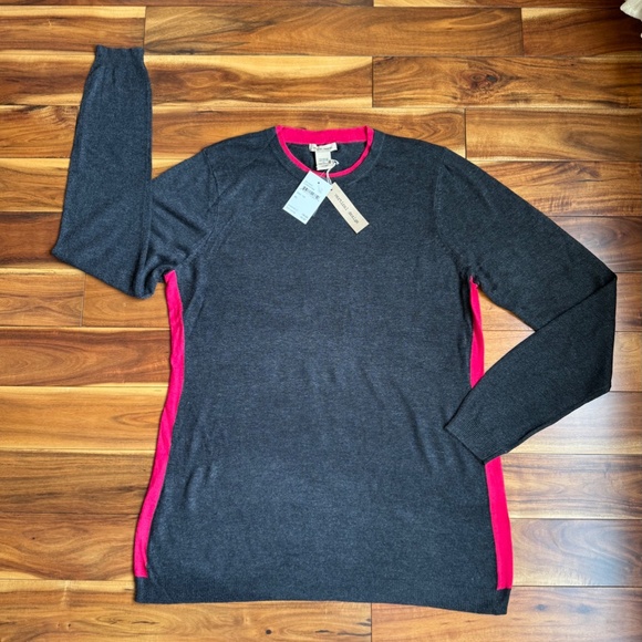 Vertical Design Women's Charcoal Gray & Hot Pink Side Striped Sweater NWT XL - Picture 7 of 7